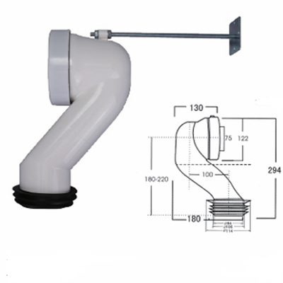 Modern White Plastic PP Toilet Pan Connection Pipe With Exhaust Elbow For Bathroom Fittings Connection Pipe