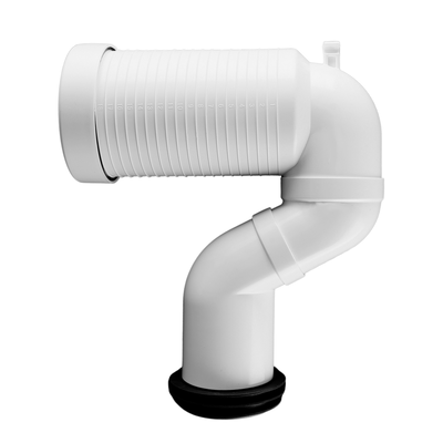 조정 가능한 길이의 흰색 PVC 파이프 커넥터, 플라스틱 배수 파이프에 WC 패널을 연결하는 데 사용됩니다